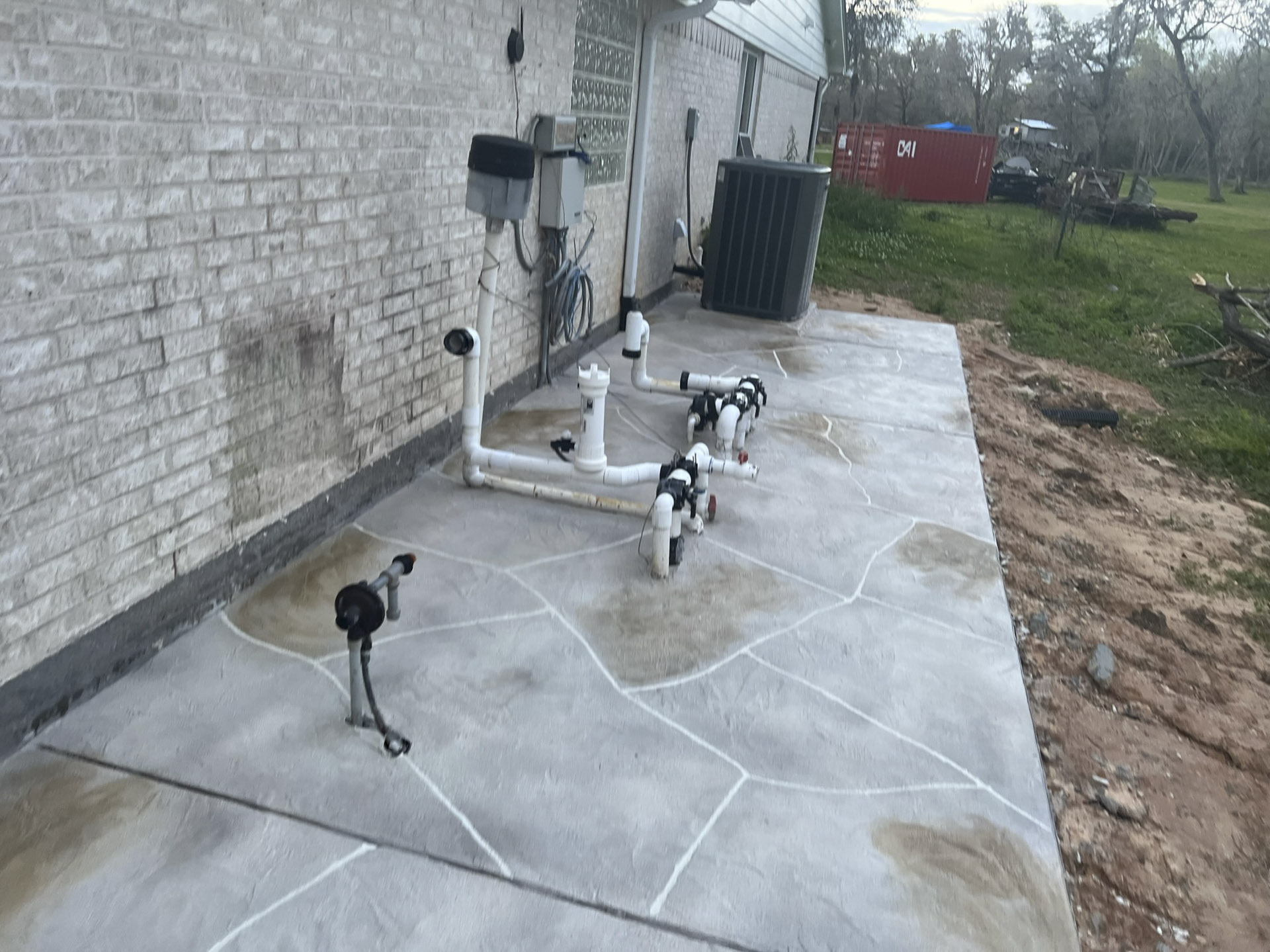 New stamped concrete pad installed by expert concrete company JP Custom Concrete serving south Houston areas
